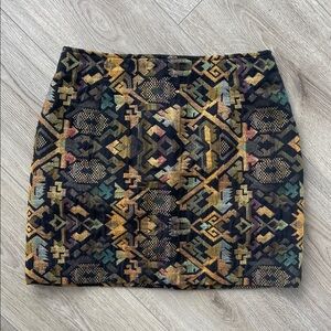 Vintage Geometric Patterned Skirt - Multicolor